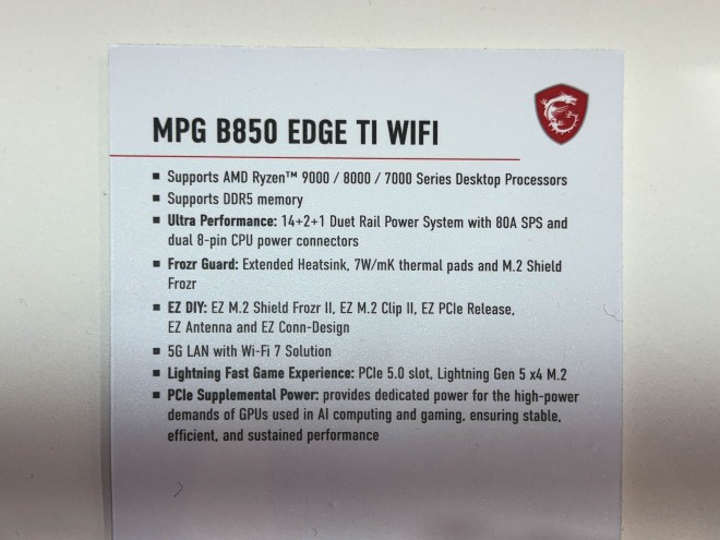 MPG B850 EDGE TI WIFI