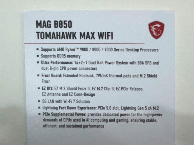 MAG B850 TOMAHAWK MAX WIFI